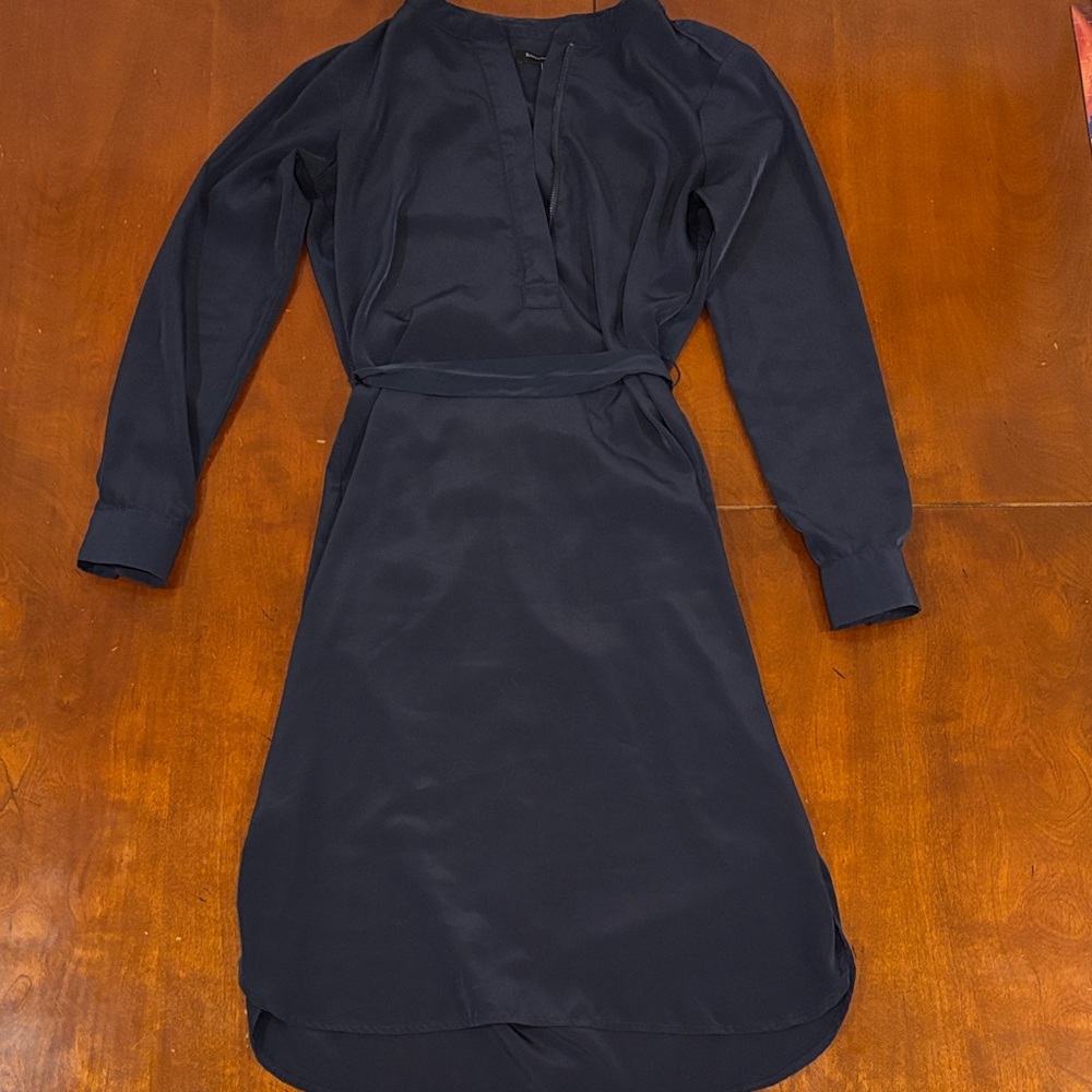 Banana‎ Republic Split Neck Preppy Navy Long Sleeve Dress